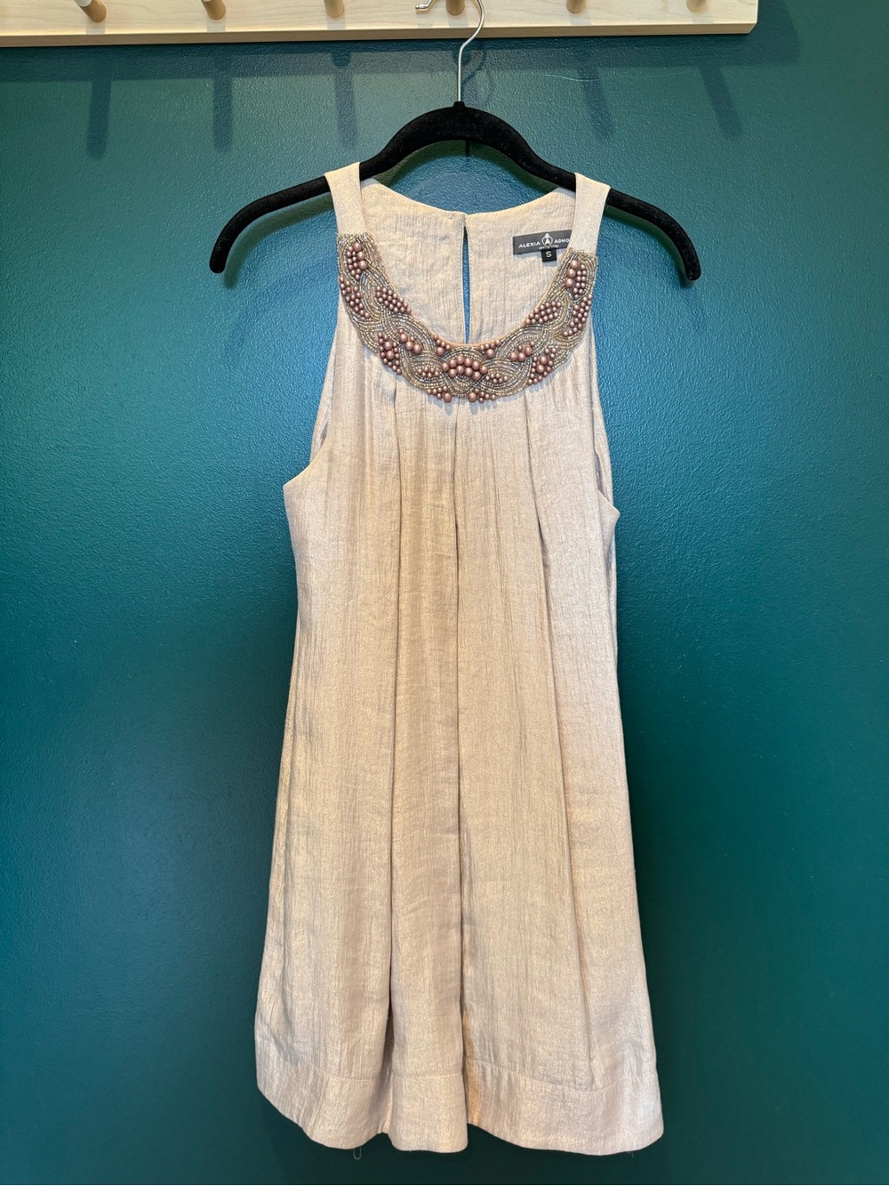 Alexia Admor Embellished Shift Dress – Champagne Beige – Size Small